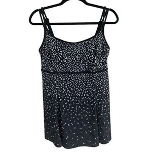 Great Lengths Black White Geometric Square Print Tankini Swimdress Sz 14